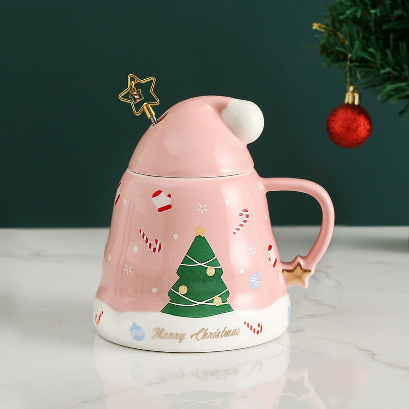 Taza De Navidad, Mug Decorativa Forma Gorro Pascuero +mezcla