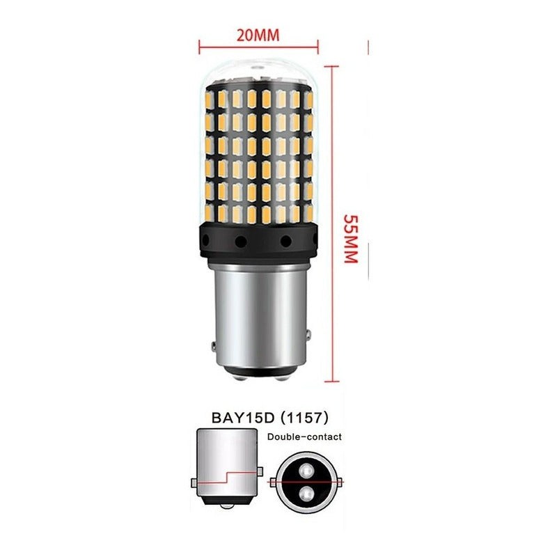 Ampolleta 144 Led Intermitente 1/2 Contacto Luz Viraje Ambar