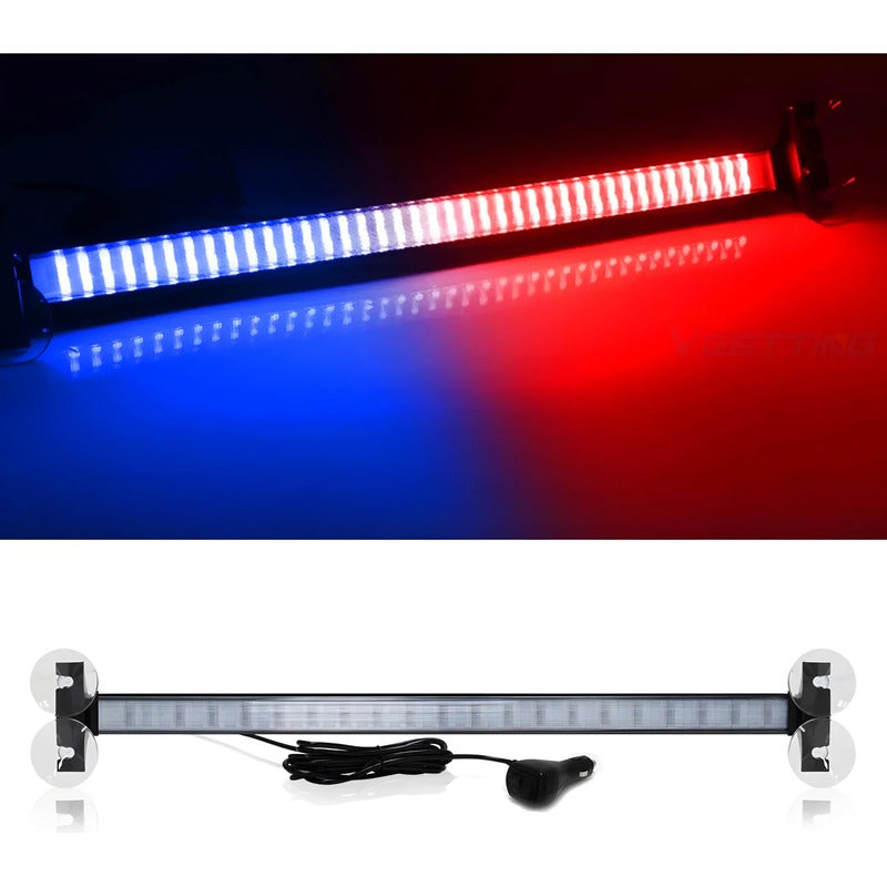 Baliza De Parabrisa Barra Led Estroboscópica Rojo Azul 80led