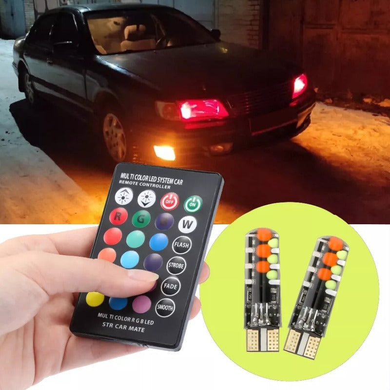 T10- Cola De Pescado Led Cob Rgb Multicolor + Control / R&c