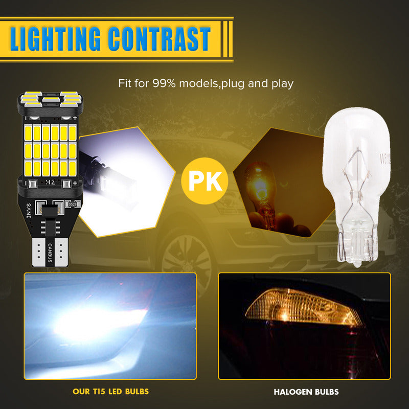 X2 Ampolleta Led T15 W16w 45led 12v Luz Reversa Canbus
