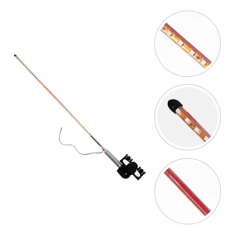 Antena Tipo Látigo Con Luz Led 100cm Auto Camión Destellante Azul 24v