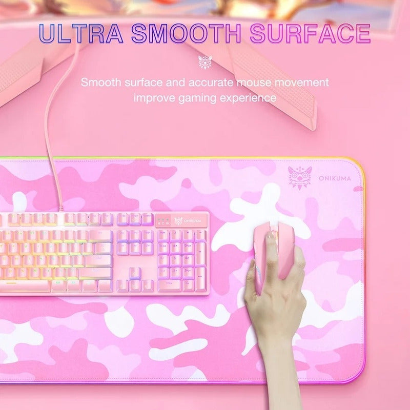 Mouse Pad Gamer Rosa Led Rgb Onikuma G5 Rosa Xl Con Luz