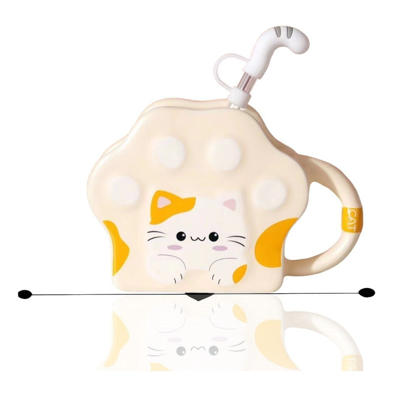 Vaso Diseño Garrita Con Bombilla Cola De Gato Mug Taza Tazón