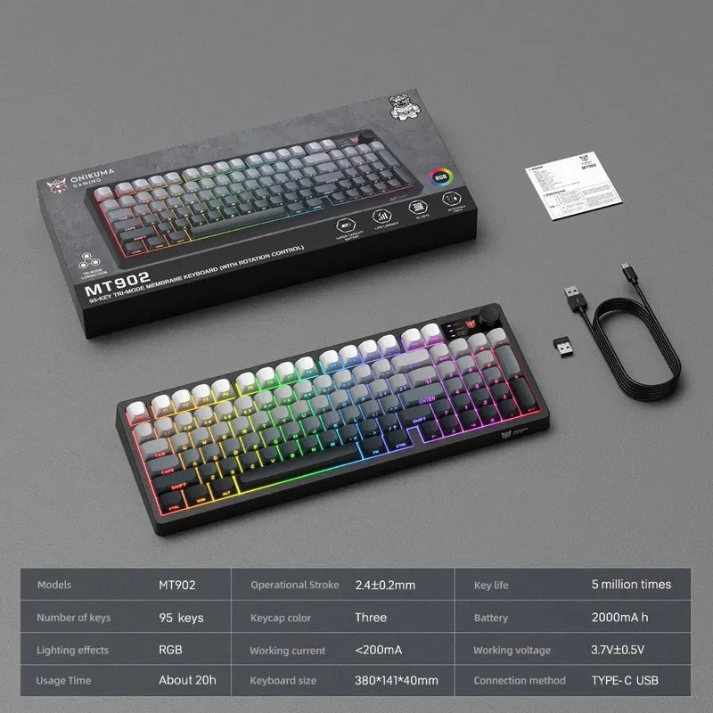 Teclado Gamer Onikuma Mt902 Grey 3modo Conexión Silencioso Negro Gris Blanco Mt902 Inglés Us