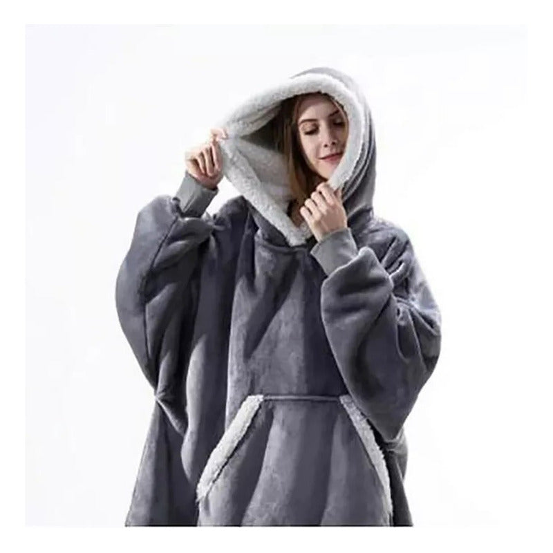 Polerón Con Capucha Sudadera Manta Sherpa Invierno Huggle/r&