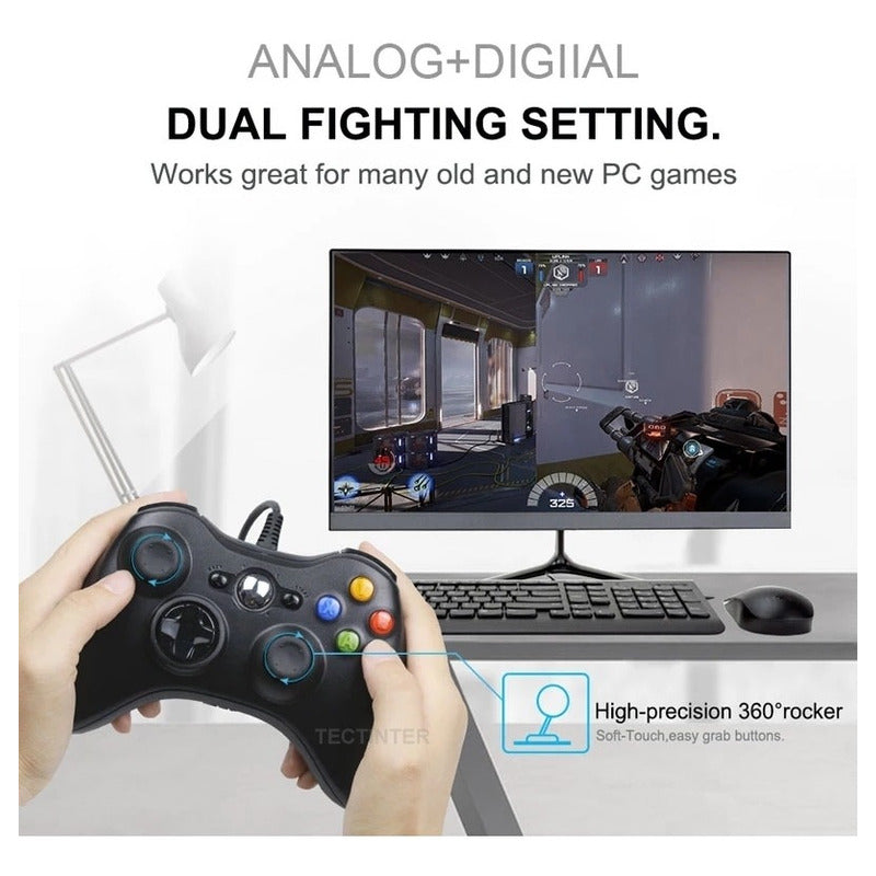 Joystick Control Mando Con Cable Compatible Pc Consola 360