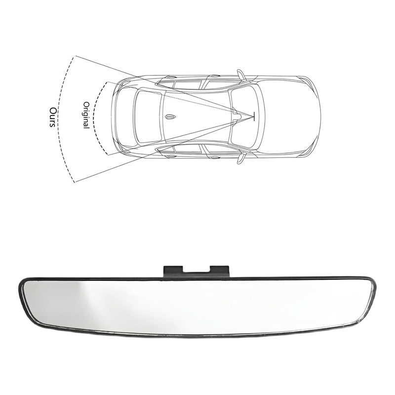 Espejo Retrovisor Visión Panorámica 43cm Curvo Adaptable Ryc