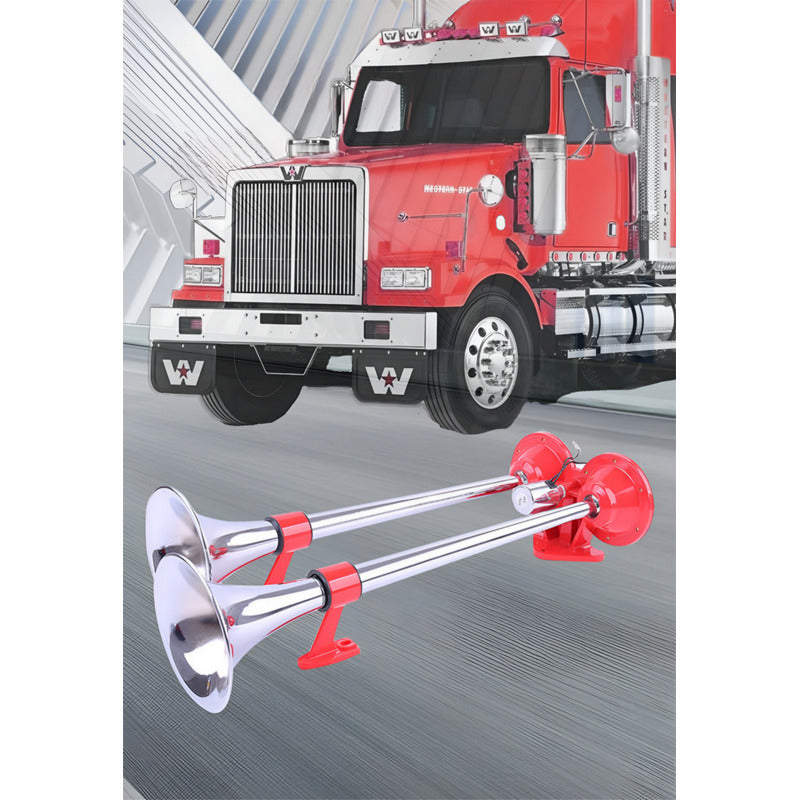 Bocina De Aire Eléctrica Doble Trompeta 61cm 12v/24v Camión