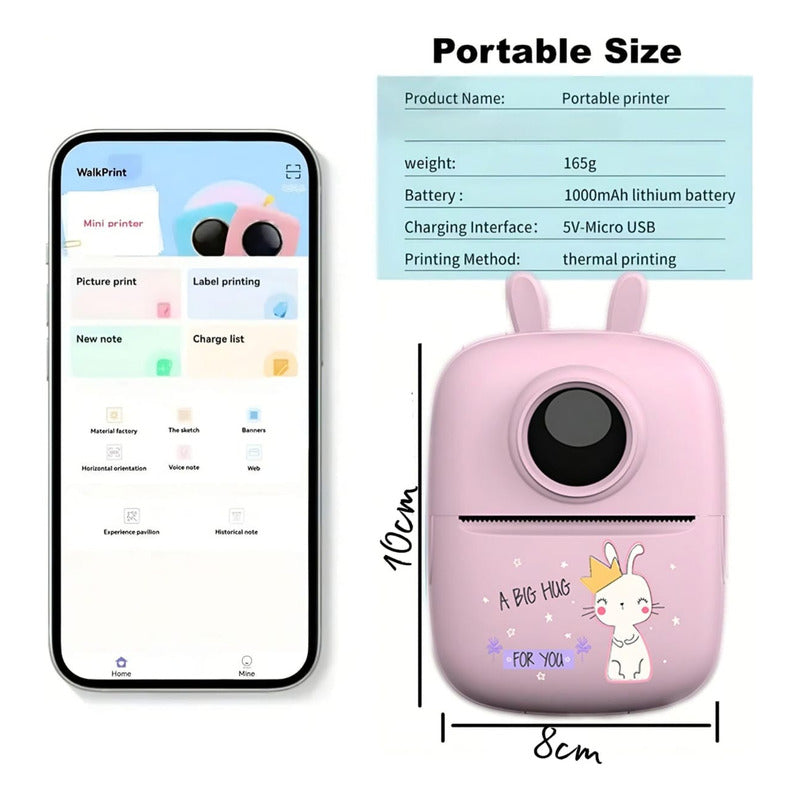 Mini Impresora Térmica Inalámbrica Portátil Bluetooth Gato