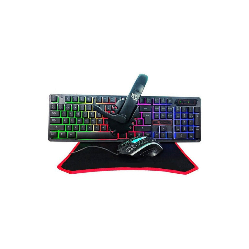 Kit Gamer 4en1 Teclado + Mouse + Mouse-pad + Audifnos Aoas / Teclado Negro