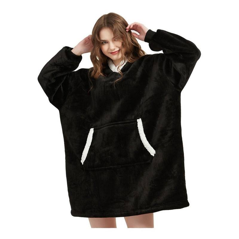 Polerón Con Capucha Sudadera Manta Sherpa Invierno Huggle/r&