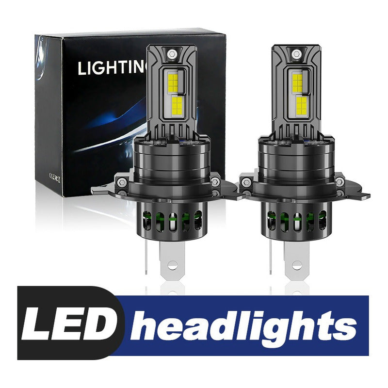 X2 Ampolleta Turbo Led 12v 6000lm Auto H4 Sin Cables