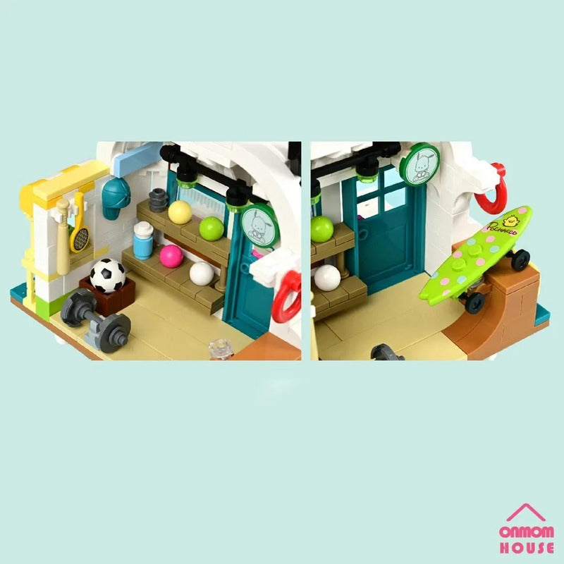 Set Bloque De Construcción Keepplay Sanrio 366 Pieza Kawaii 366 Pochacco Sports Hall