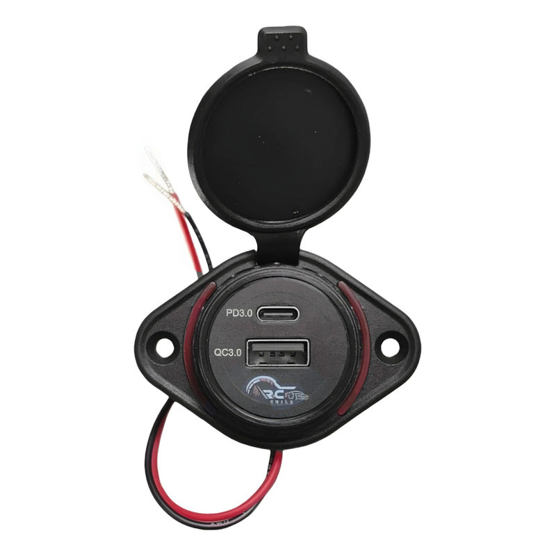 Cargador Carga Rápida 1 Usb 1 Type C 12-24v Sobrepuesto
