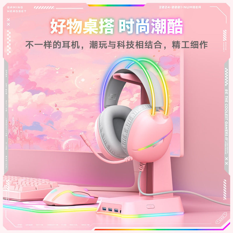 Auriculares Con Micrófono Audifonos Onikuma X33 Para Pc Xbox Color Rosa