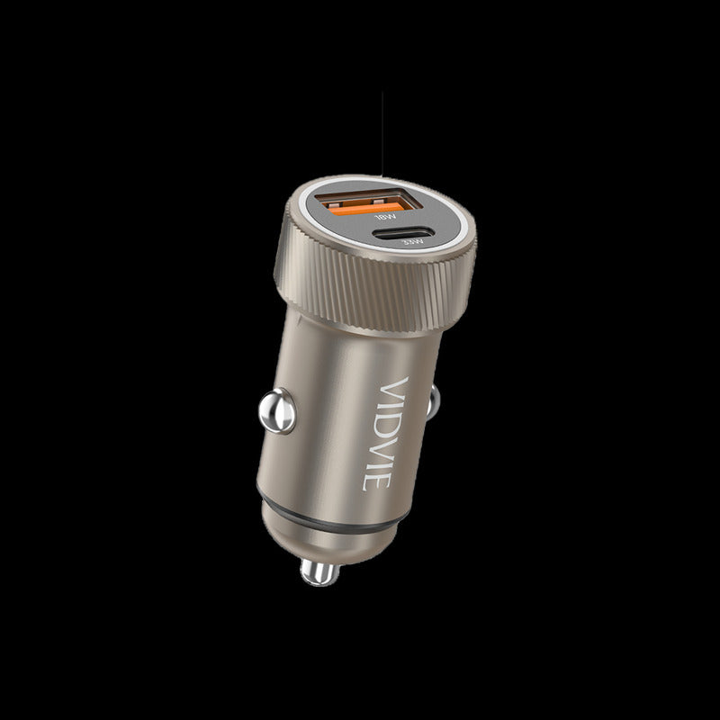 Cargador Auto Vidvie Carga Rápida 33w Con Usb-a 18w Y Tipo C 30w Gris Gris Cc542