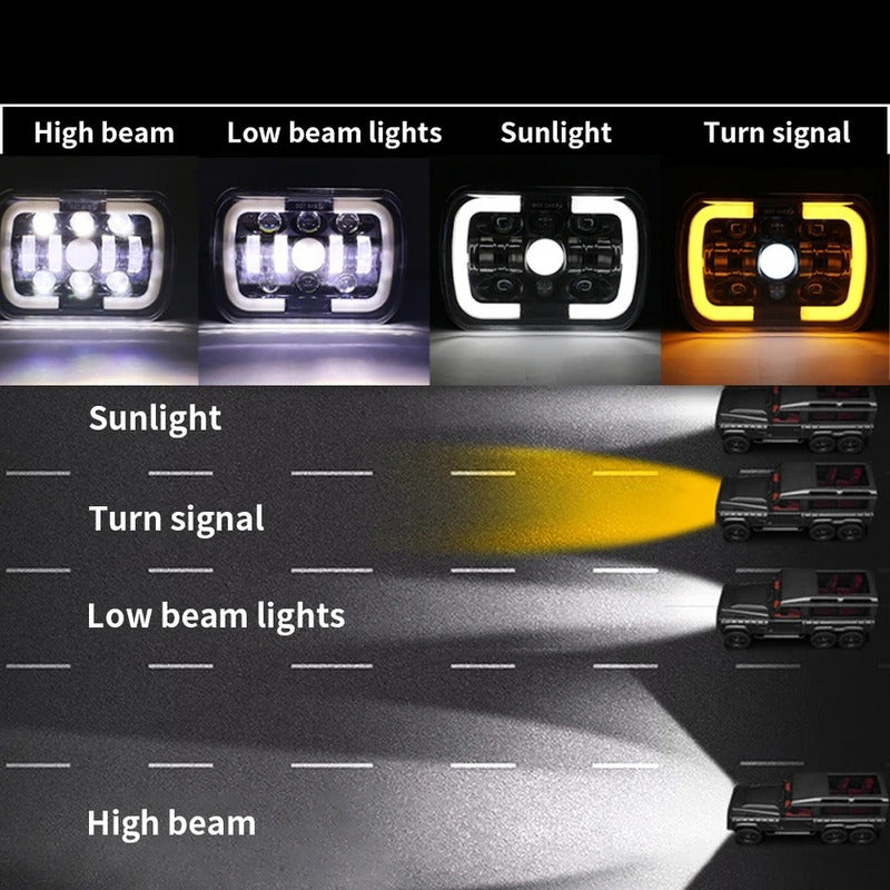 X2 Neblinero 7x6 Foco Led 5x7 Led Con Drl Bicolor 12-24v
