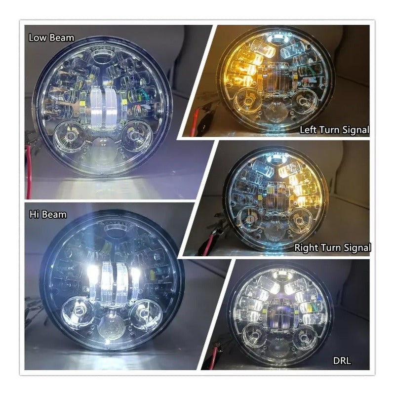 Foco Led Delantero De Moto Con Luz De Viraje 5.75 Pulgada H4