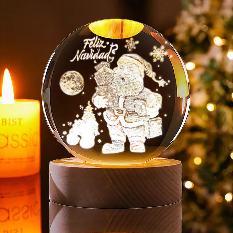 Esfera De Cristal Lámpara Noche Diseño Navidad 3d Bola 8cm