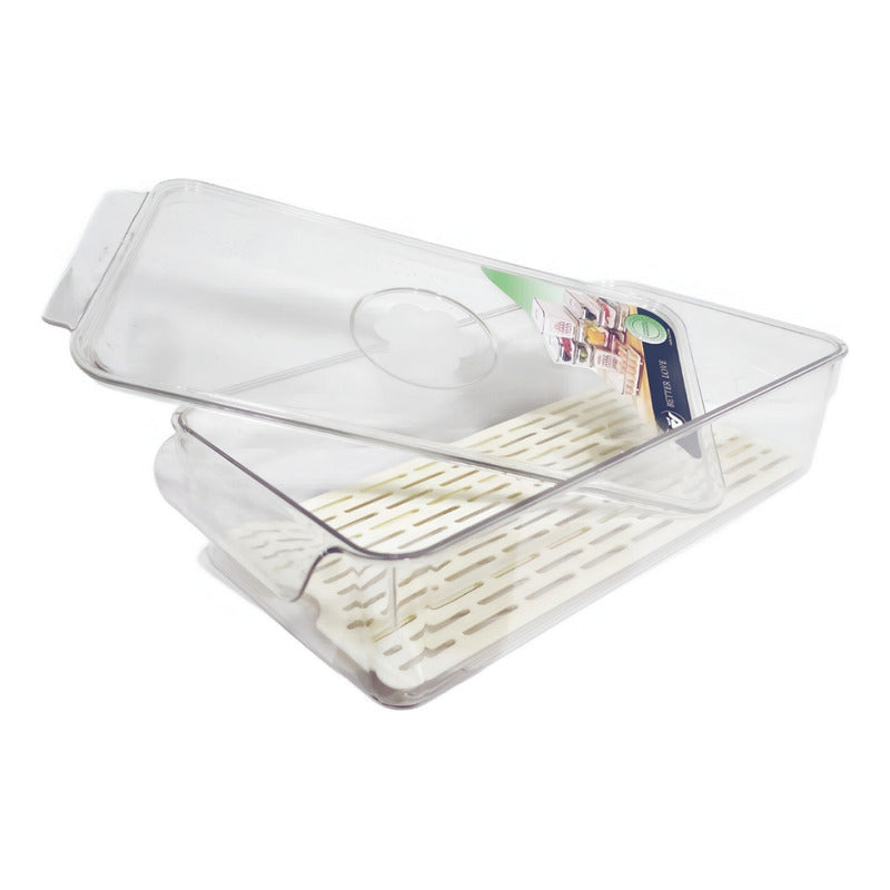 Organizador Refrigerador Contenedor Acrílico Con Tapa 16cm