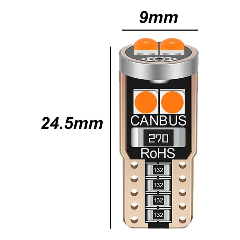 X2 Ampolleta T10 Luz Rosa W5w 6 Led Cola Pescado 12v Canbus