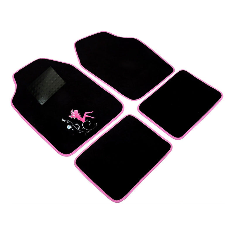 Set Cubre Piso Mujer Alfombra 4pcs Auto Universal Diseño Ryc