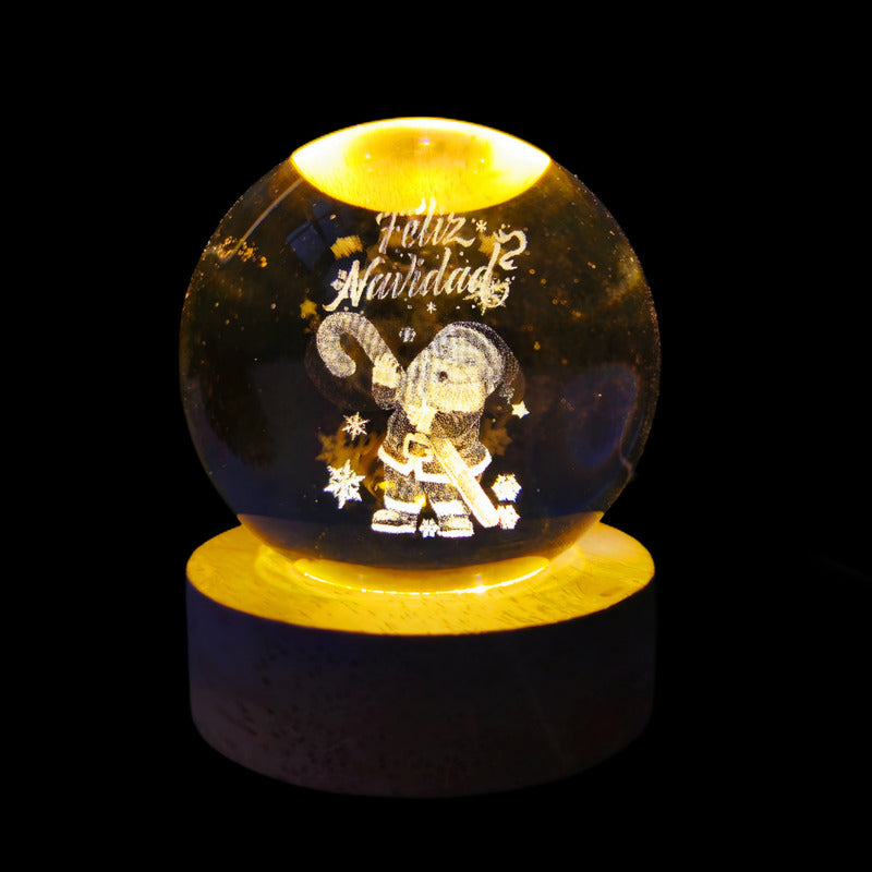 Esfera De Cristal Lámpara Noche Diseño Navidad 3d Bola 6cm