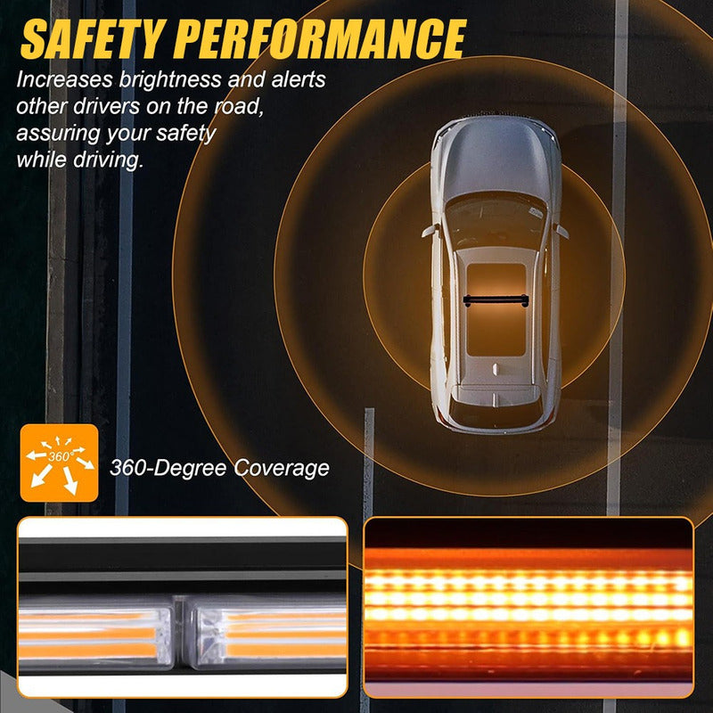 Baliza Led De Techo Destellante Ámbar 80cm Auto 12v Con Imán