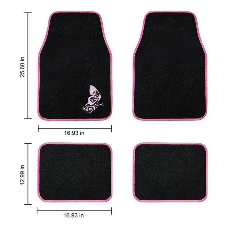 Set Cubre Piso Mujer Alfombra 4pcs Auto Universal Diseño Ryc