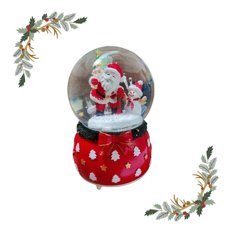 Bola De Nieve Esfera De Cristal Navidad Luz Y Música Decora