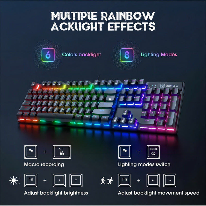 Teclado Gamer Mecanico Onikuma G27 Led Rgb Color Del Teclado Negro