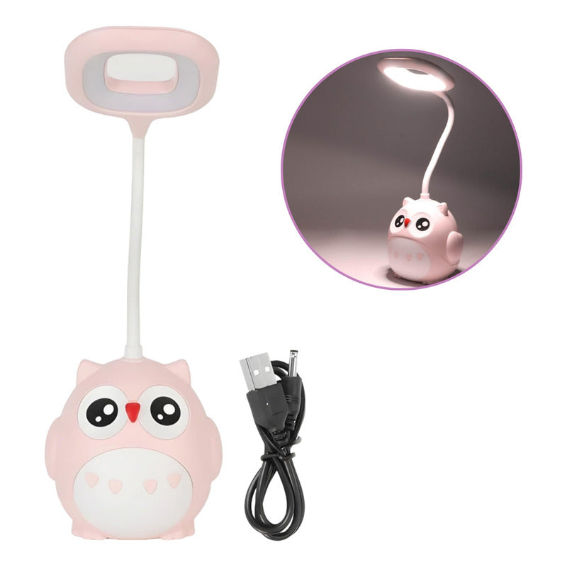 Lámpara Led De Mesa Recargable Cn Portalapiz Búho Kawaii R&c