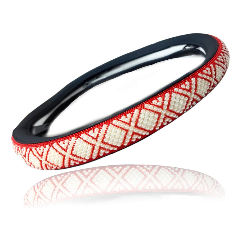Funda Cubre Volante Eco Cuero Cn Diseño Perlas Universal Aut