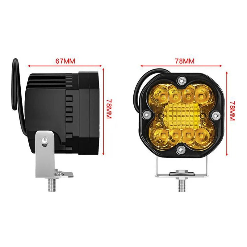 X2 Foco Antiniebla Destellante Led Cree Luz Amarilla 12-24v