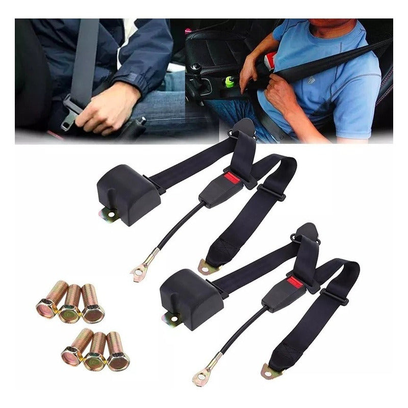 X2 Cinturón De Seguridad Retráctil 3 Puntas Auto Universal