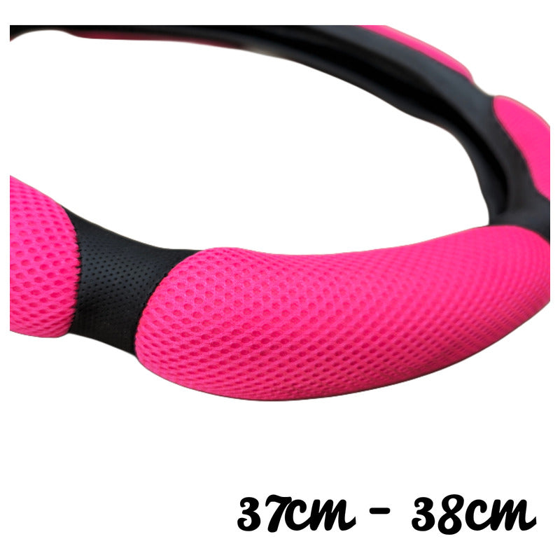 Funda Cubre Volante Universal 3d Acolchado Antidesliza Rosa