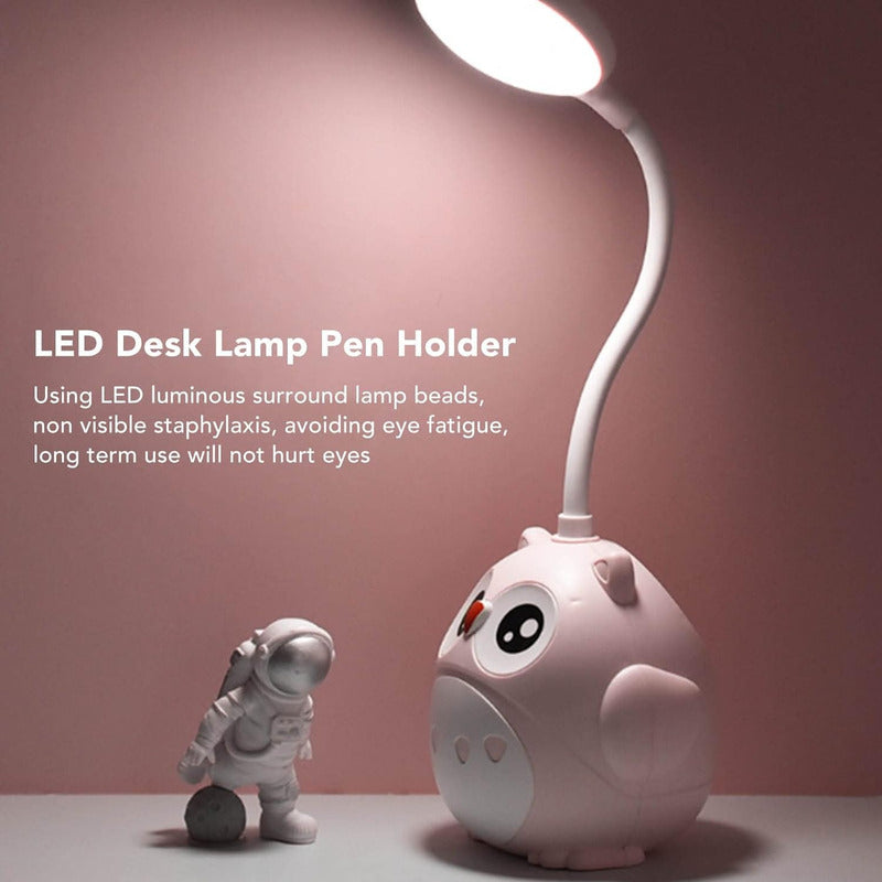 Lámpara Led De Mesa Recargable Cn Portalapiz Búho Kawaii R&c