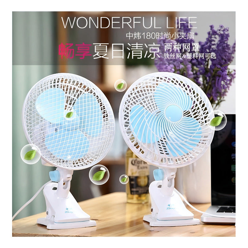 Mini Ventilador C/ Clip Breeze Fan 180mm Eléctrico Giratorio Cantidad De Aspas 3 Color De La Estructura Blanco Color De Las Aspas Turquesa Diámetro 18 Cm Frecuencia 50 Material De Las Aspas Plástico
