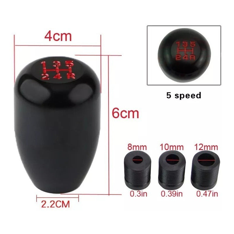 Pomo Manilla Palanca Cambios Metálico 5ta Tuning Universal