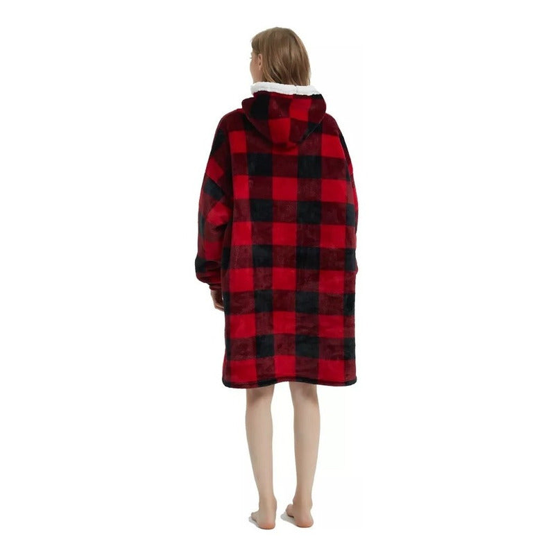 Polerón Con Capucha Sudadera Manta Sherpa Invierno Huggle/r&