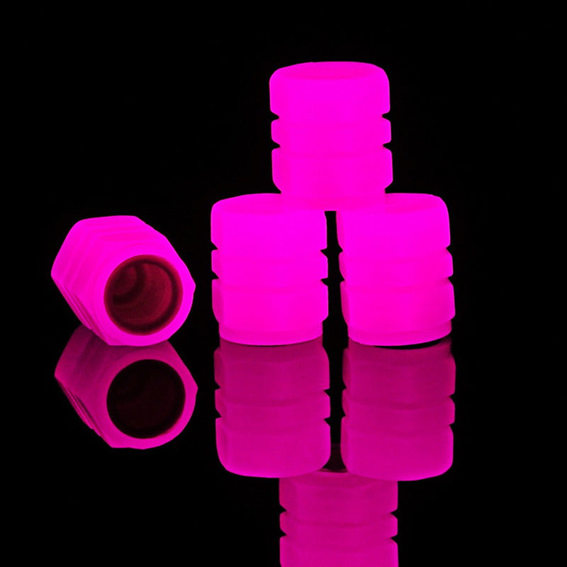 Set X4 Tapa Válvula Flúor Auto Moto Bici Universal Luminosa