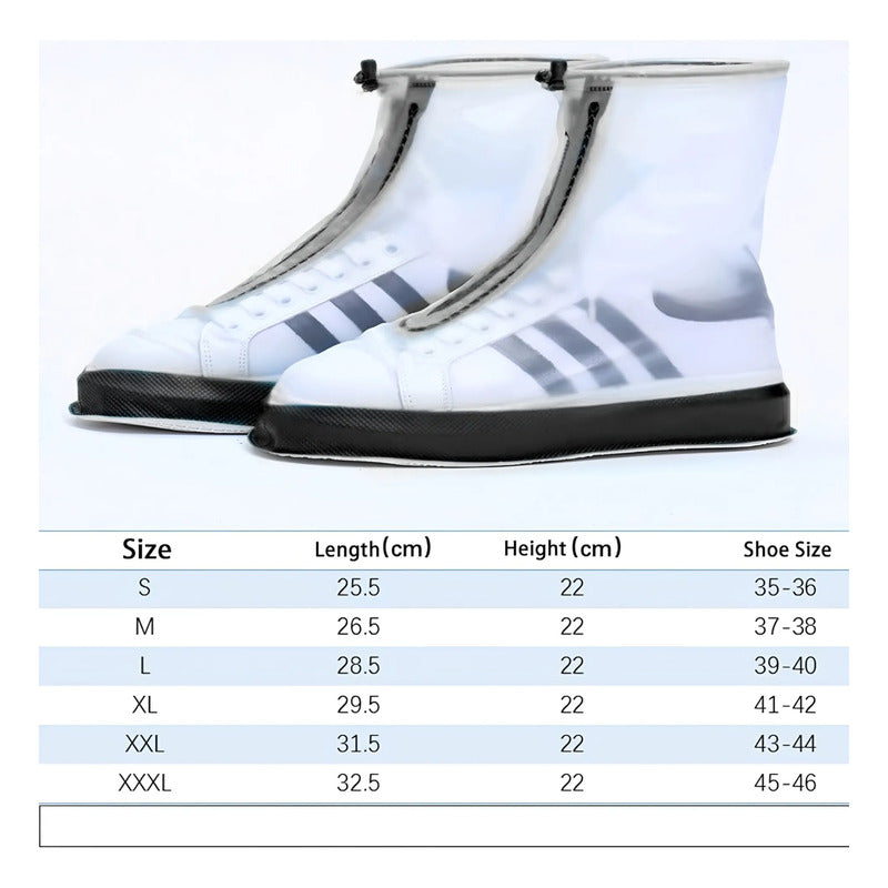 Bota Protector Silicon Impermeable Cubre Zapato Tenis Lluvia Transparente Negro S T35-36 (25.5cm)