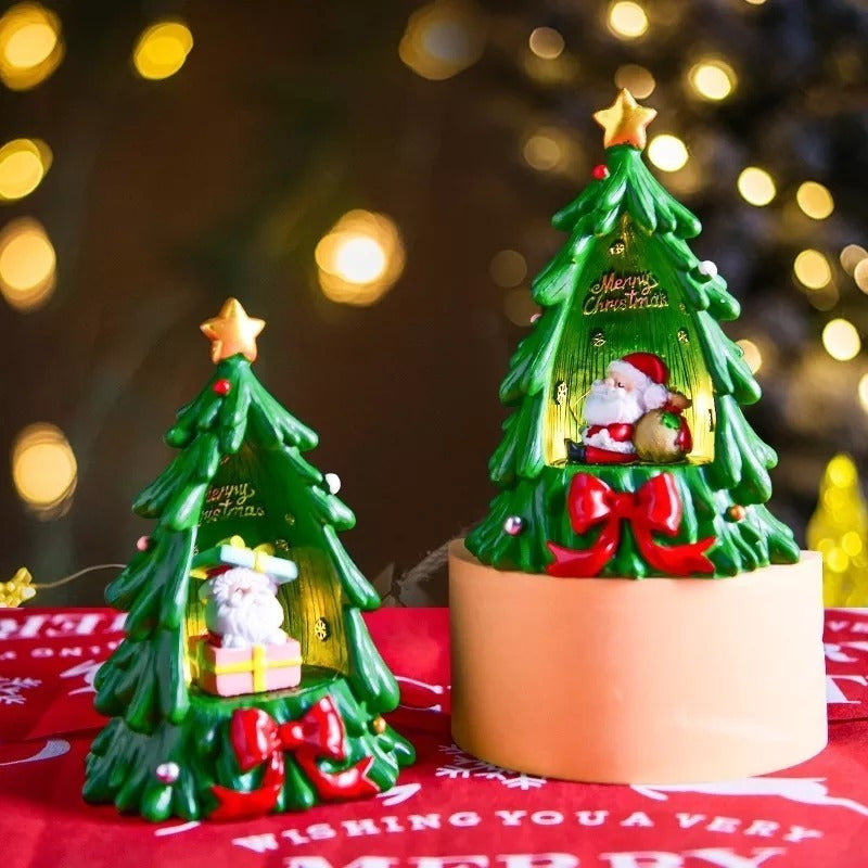 Lámpara Navideña Pino Árbol De Navidad Con Santa Luz Decora