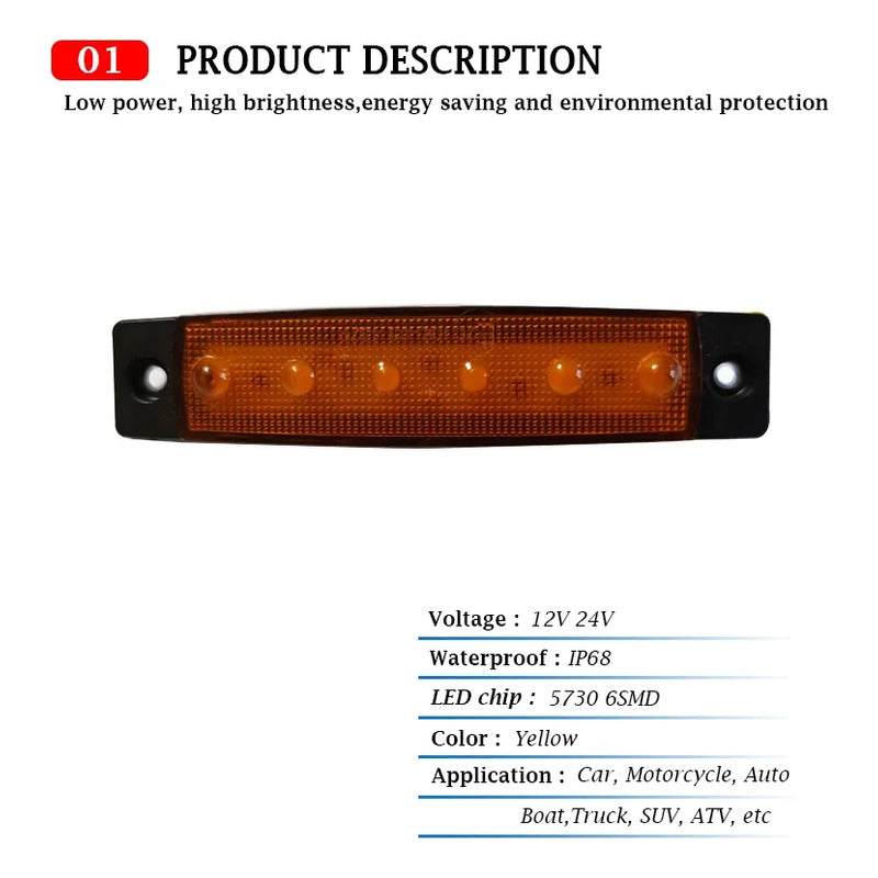 X10 Luz Led De Trocha Lateral Posición Bivoltaje 12-24v 6led