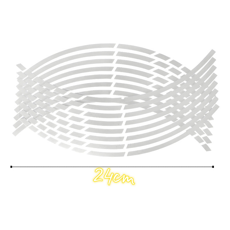 Set Sticker Reflectante Para Llanta 16 Tiras Fluor Auto Moto