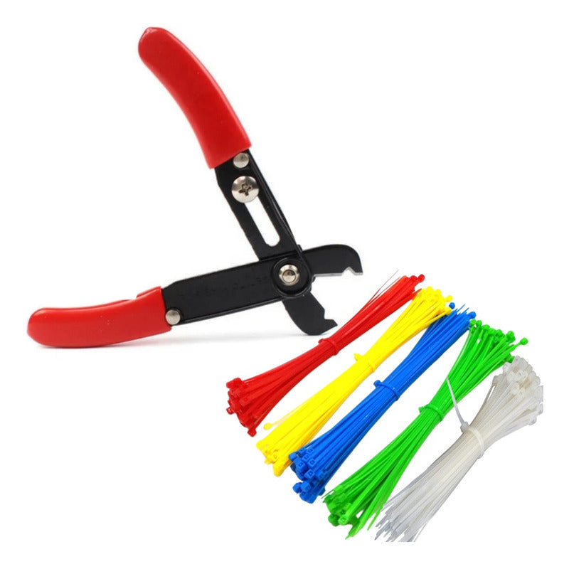 Set 150 Amarras Plásticas 2.5x100mm + Cortador Pela Cable