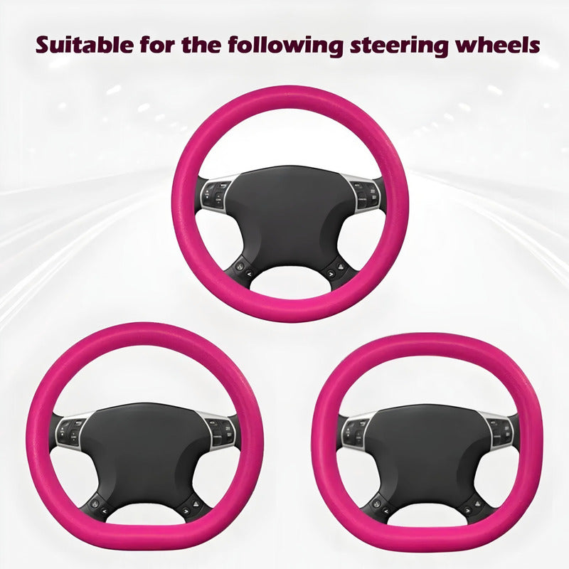 Kit Silicón Cubre Volante Pomo Y Freno De Mano Lavable Rosa