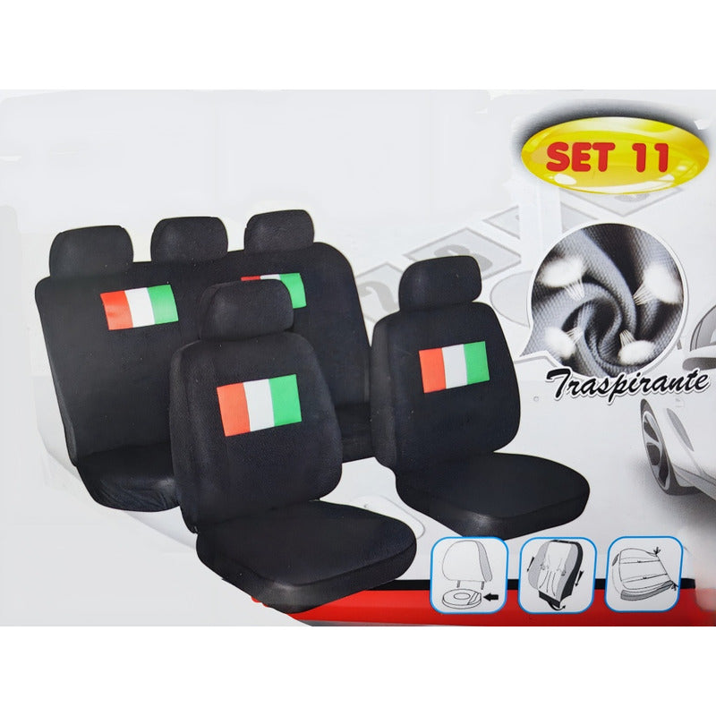 Set Funda Cubre Asiento 11pcs Negro Kmt 157 Auto Universal