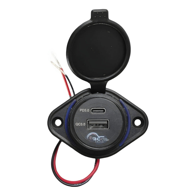 Adaptador Carga Rápida 1 Usb 1 Type C 12-24v Sobrepuesto